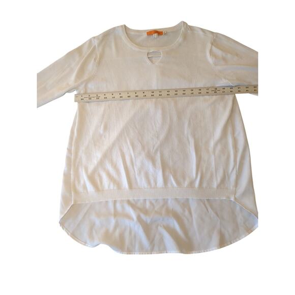 One A mixed Fabric High Low Blouse/Sweater White Size L - Picture 3 of 8